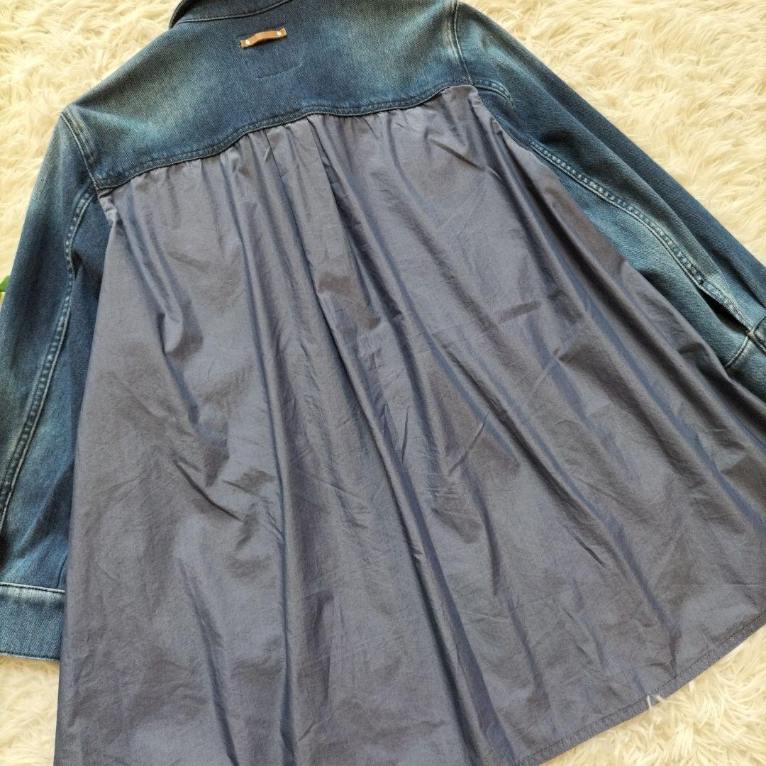 モラビト デニムジャケット 異素材　切替え　七分袖　40L