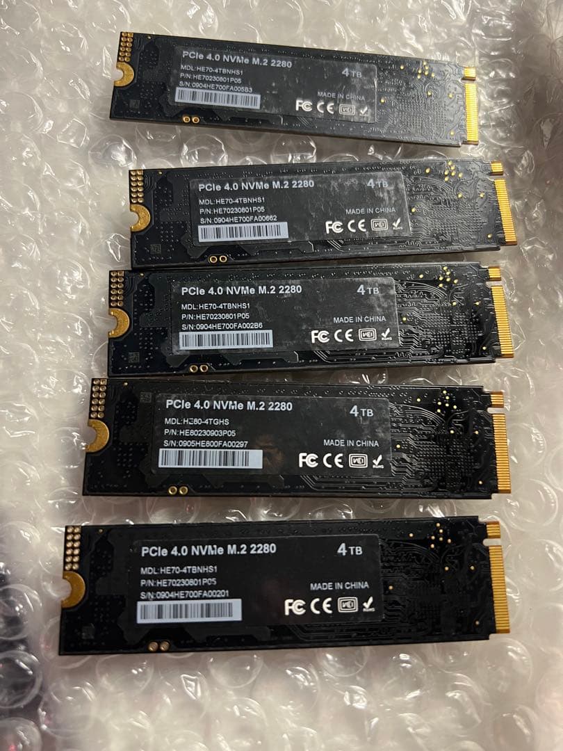 5個　Hanye HE70 4TB PCIe NVMe M.2 SSD