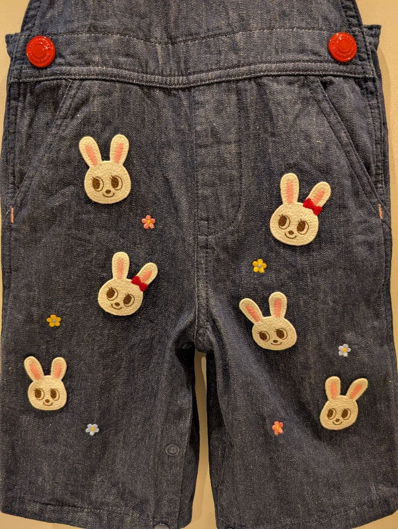 ミキハウス　七分丈オーバーオール(うさぎ)　Mサイズ