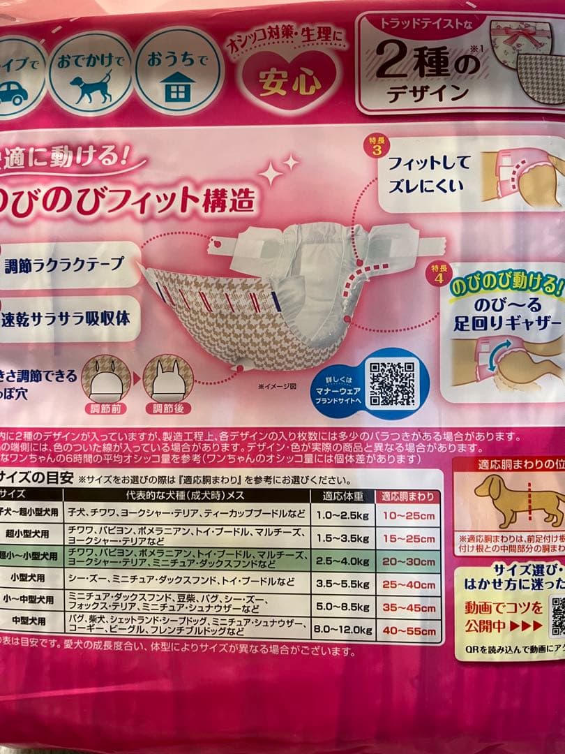 マナーウェアSSサイズ　普通用6袋 長時間共用2袋