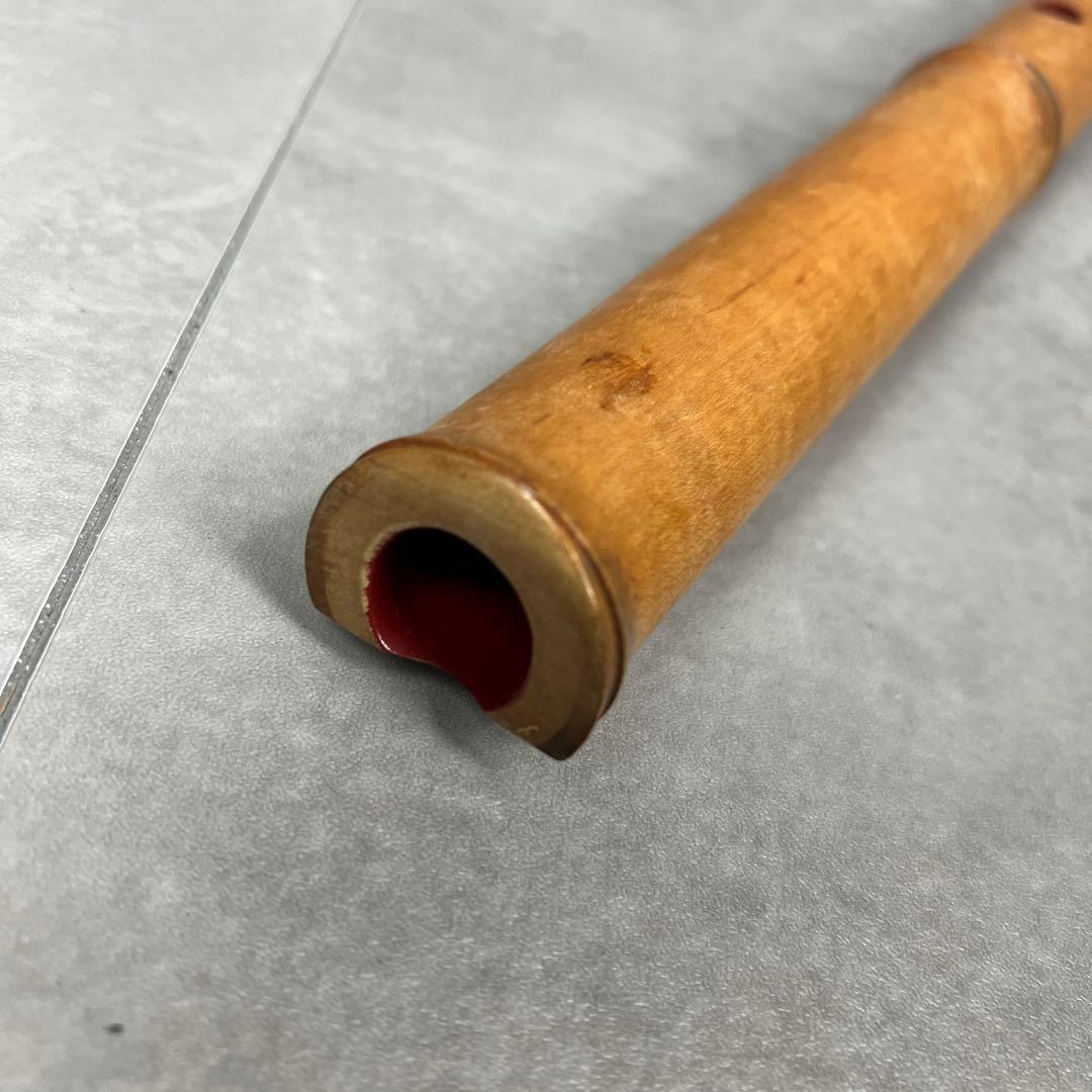 蝴蝶宝　尺八　琴古流　唄口バチ型　1尺8寸　木製　直管　節あり　印あり　現状品