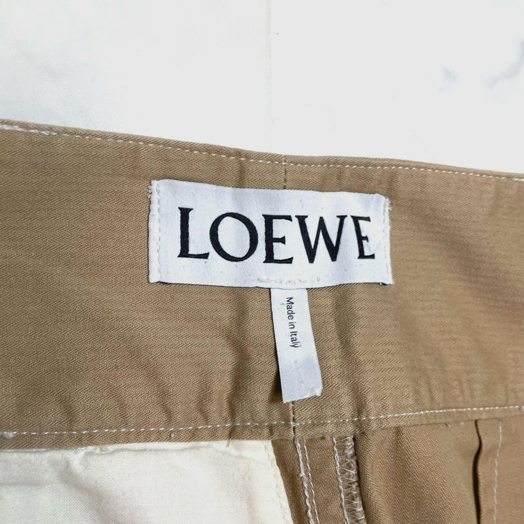 LOEWE ロエベ イタリア製 ベルト付 ハイウエスト ワイドチノ パンツ36