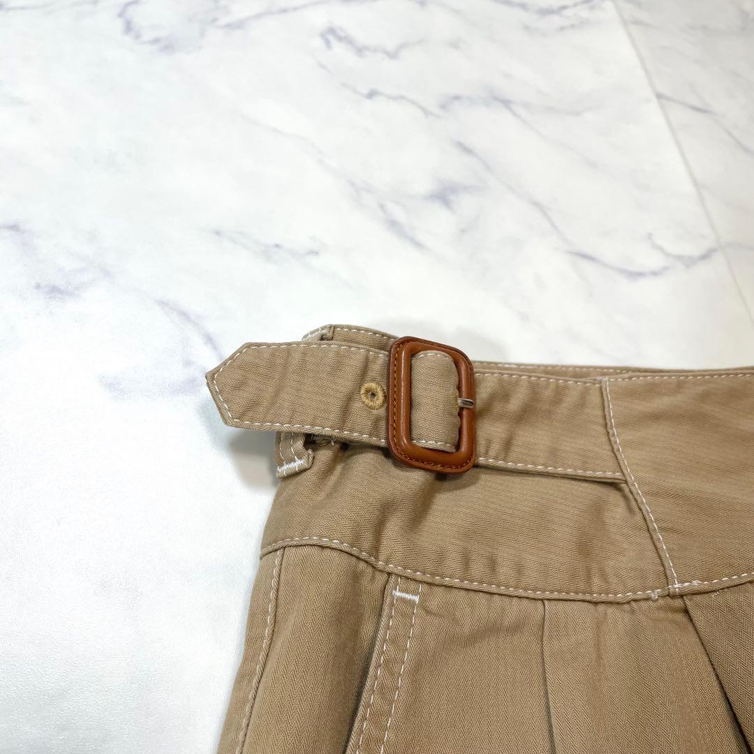 LOEWE ロエベ イタリア製 ベルト付 ハイウエスト ワイドチノ パンツ36