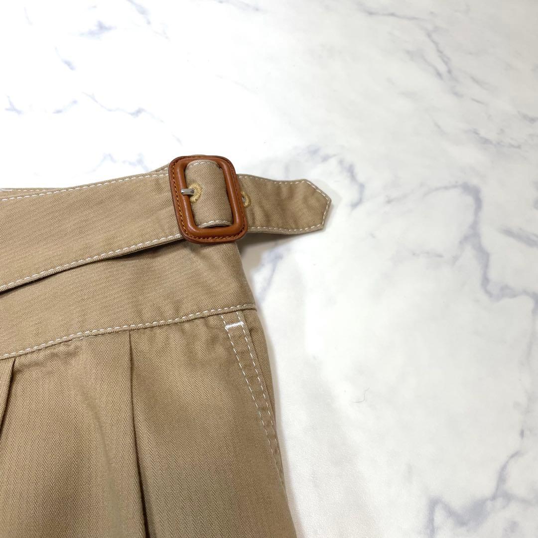 LOEWE ロエベ イタリア製 ベルト付 ハイウエスト ワイドチノ パンツ36