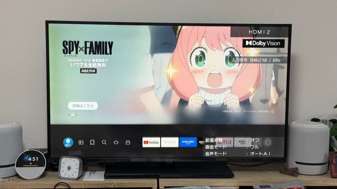 Panasonic 43型液晶テレビ 4K TH-43MX900 2024年製