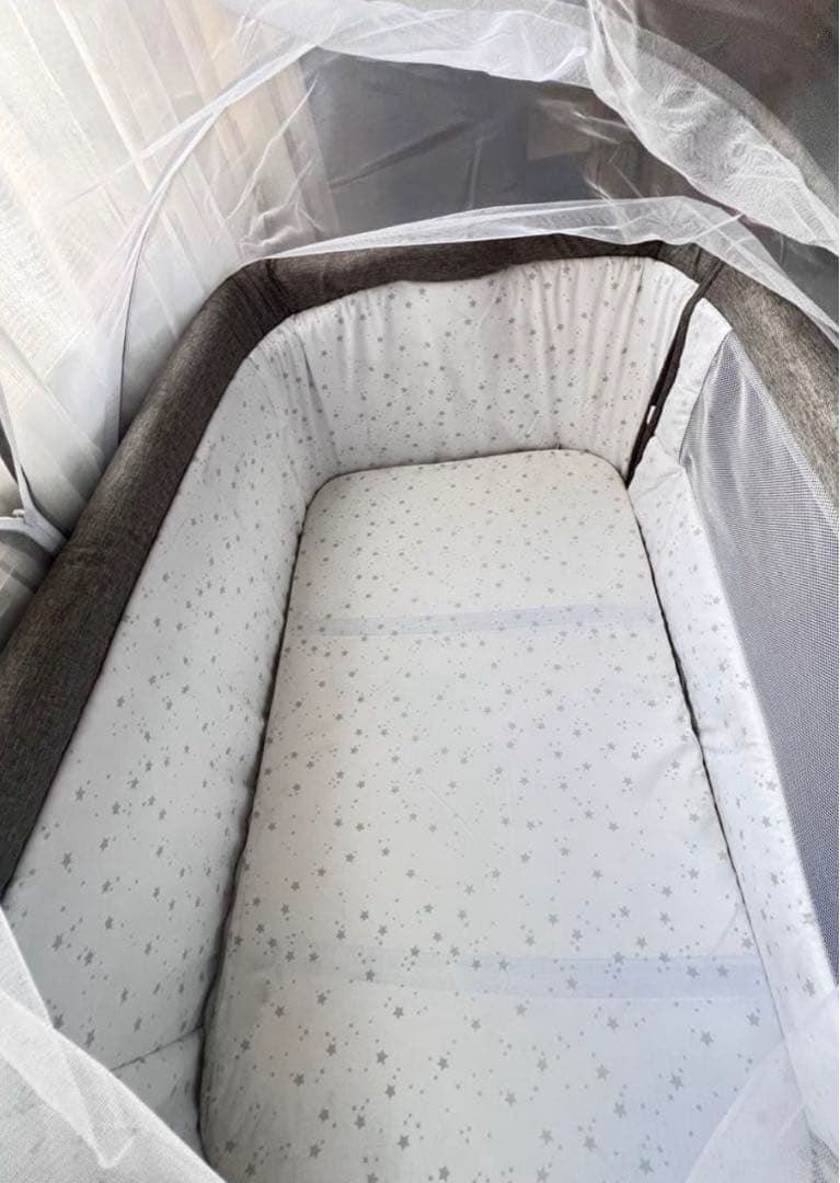 新品正規品HZDMJベビーベッド添い寝折りたたみハイローベッド08C-Gグレー