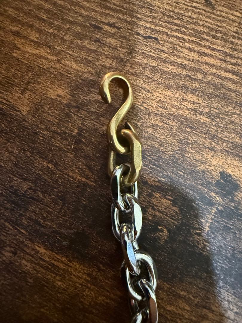 ウォレットチェーン スタッズキーリングセットコンビ39cm 真鍮　シルバー