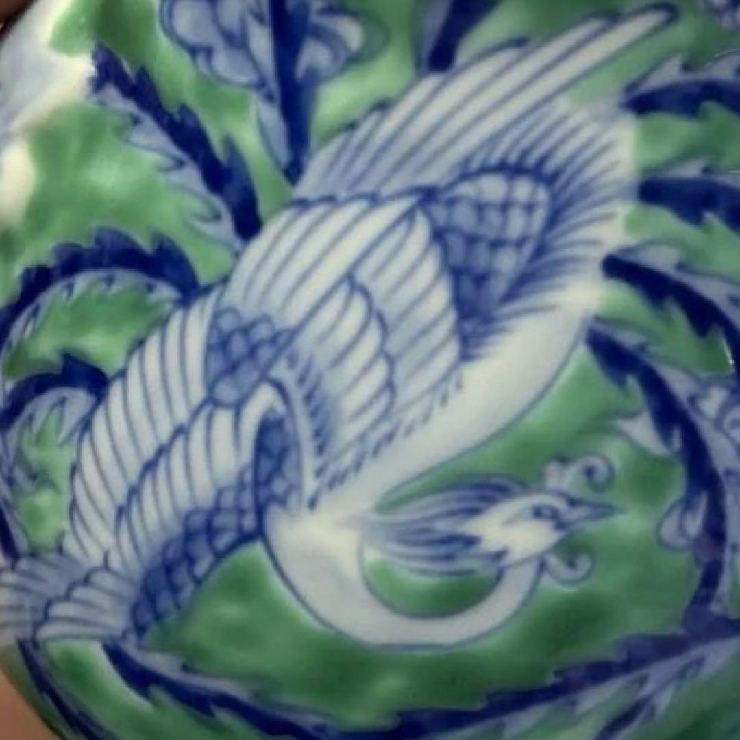 深川製磁　有田焼　鬼面龍朱雀文花瓶　未使用　花入※宮内庁御用達