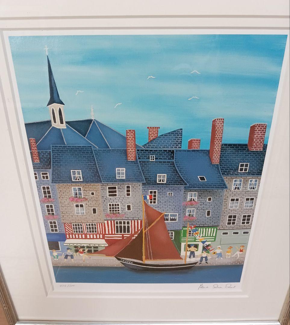 【限定434/600・美品】ヨランダ・ドュヴァル『港町の風景』リトグラフ