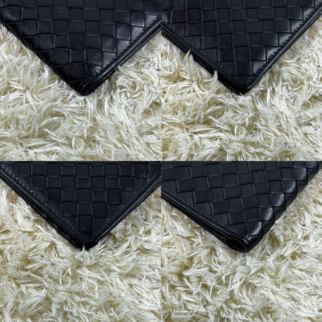 人気✨ボッテガヴェネタ　カードケース　二つ折り　イントレチャート　黒　レザー