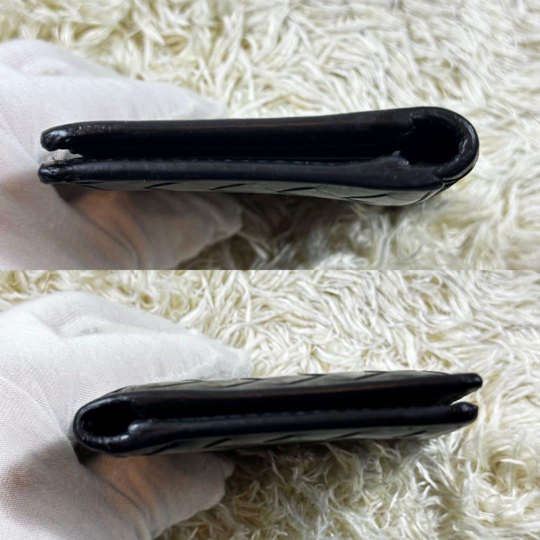 人気✨ボッテガヴェネタ　カードケース　二つ折り　イントレチャート　黒　レザー