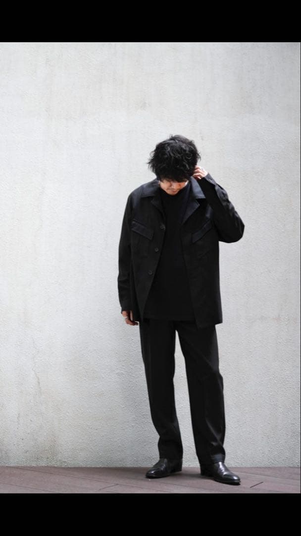 yuan様MBハイエンド尾州ウールスリムスラックス（フルレングス）ブラック S