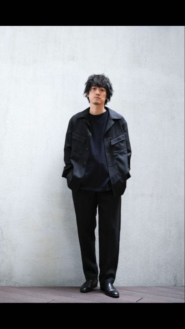 yuan様MBハイエンド尾州ウールスリムスラックス（フルレングス）ブラック S