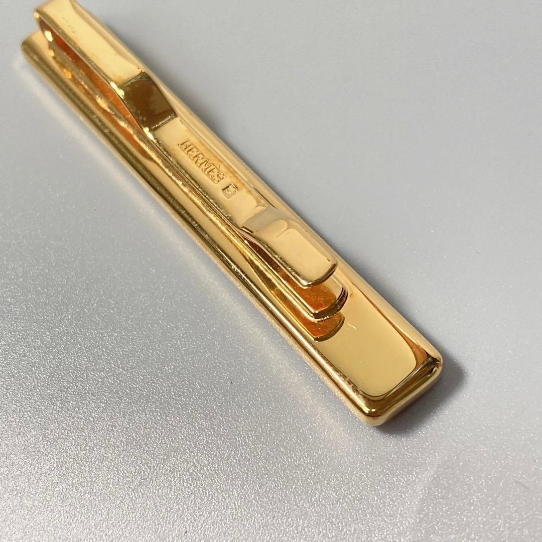 美品 エルメス エマイユ ネクタイピン 七宝焼 ゴールド ブラック