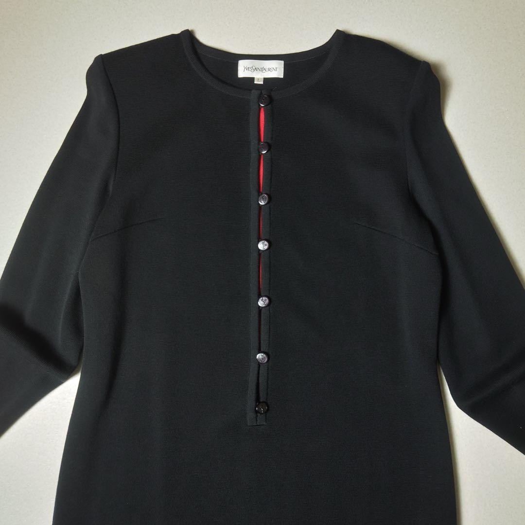 イヴサンローラン　ニットワンピース　黒　エレガント　YSL　上品　ヴィンテージ