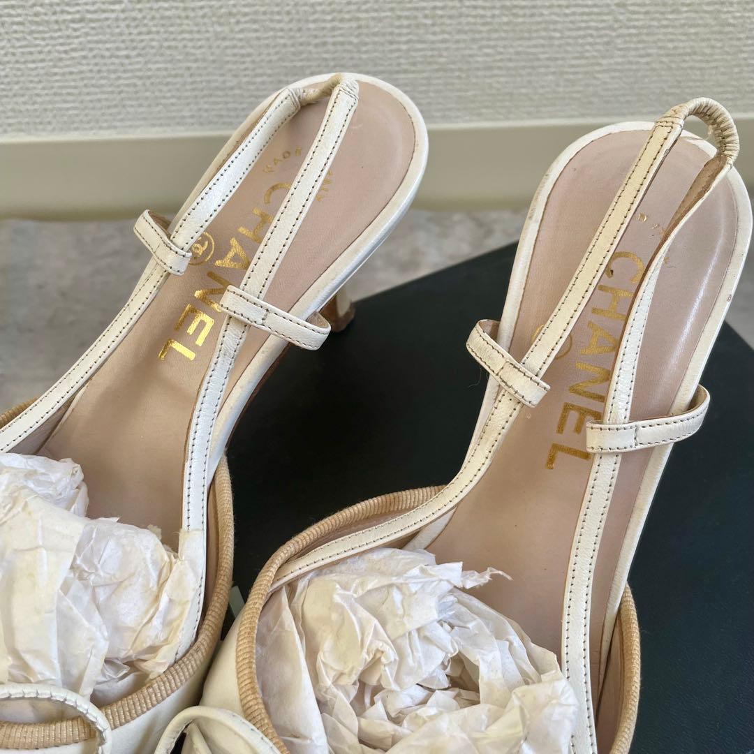 箱あり CHANEL ミュール リボン パンプス バックスリング ココマーク
