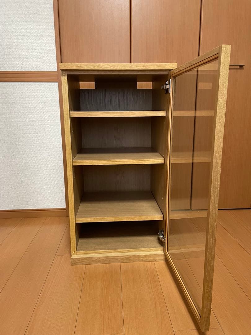 無印良品 ガラス扉 木製キャビネット