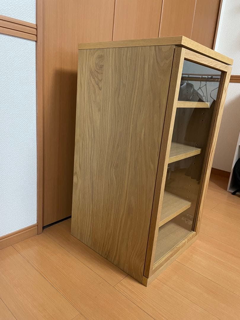 無印良品 ガラス扉 木製キャビネット