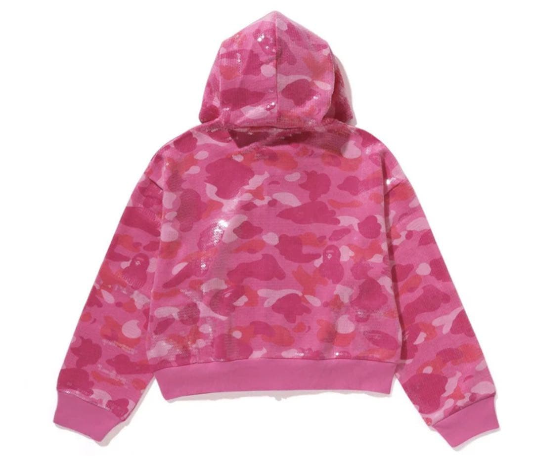 トップス APE HEAD SEQUIN CROPPEDFULL ZIP HOODIE