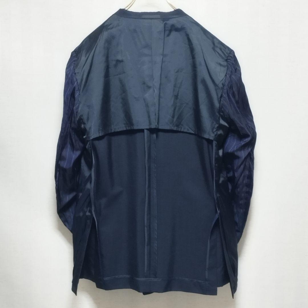 バーバリー ウールモヘア ロゴボタン 紺ブレ金ボタンダブル テーラードジャケット