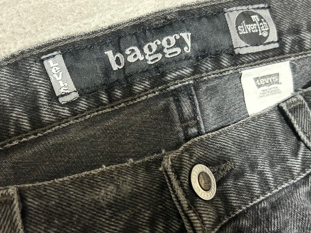 00s Lev's シルバータブ ブラック バギー baggy W34