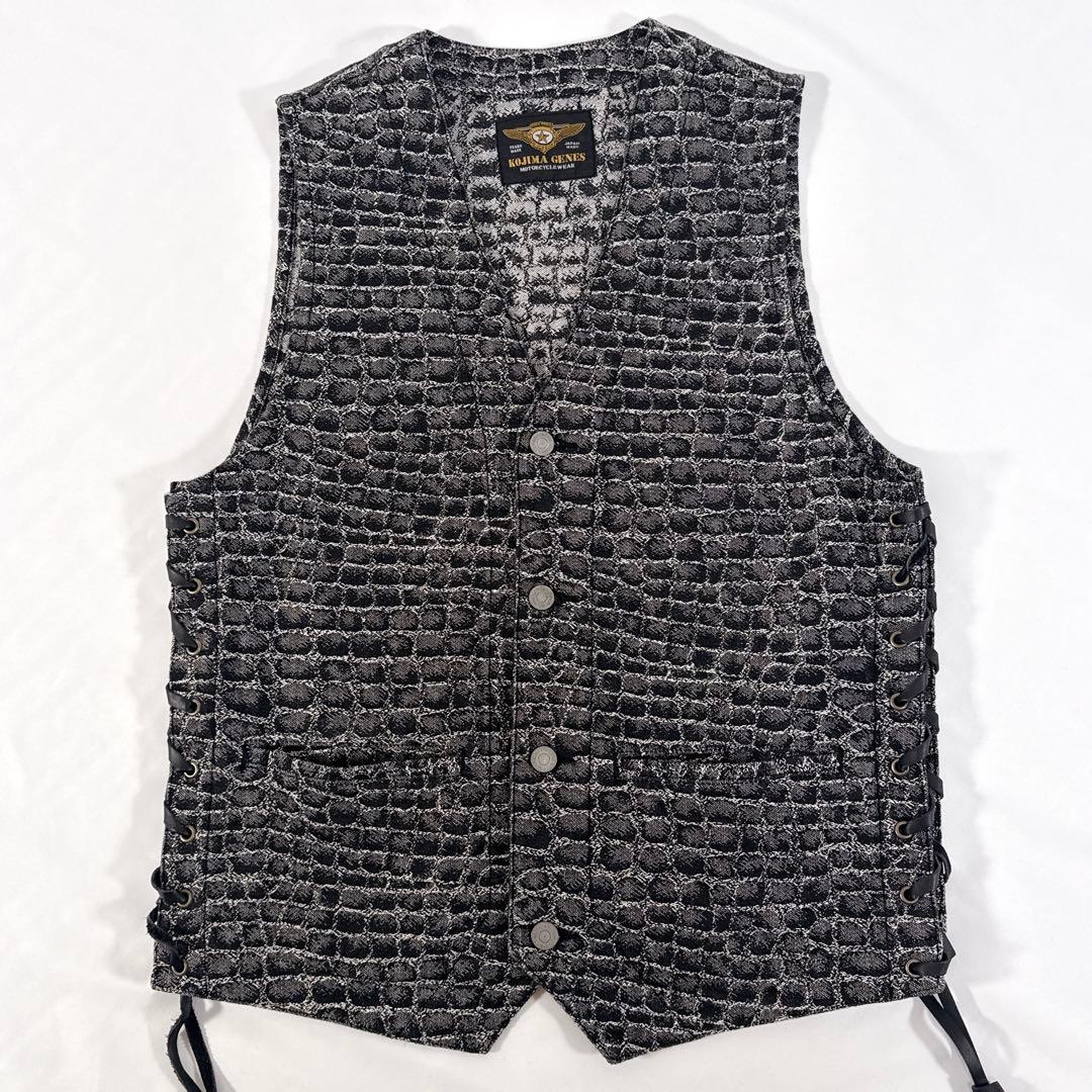 美品 児島ジーンズ クロコダイル柄 ベスト Lサイズ