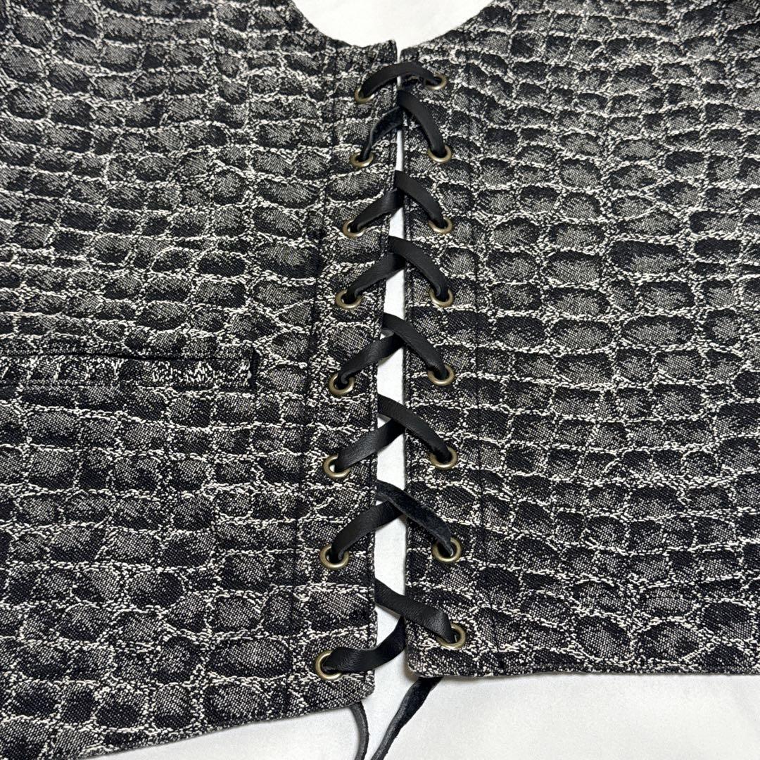 美品 児島ジーンズ クロコダイル柄 ベスト Lサイズ