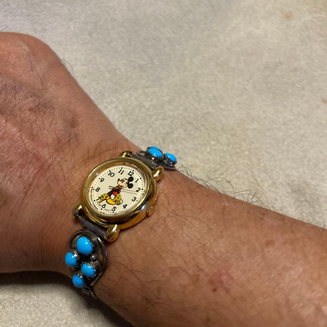 インディアンジュエリー　ターコイズ　ミッキーマウス　腕時計
