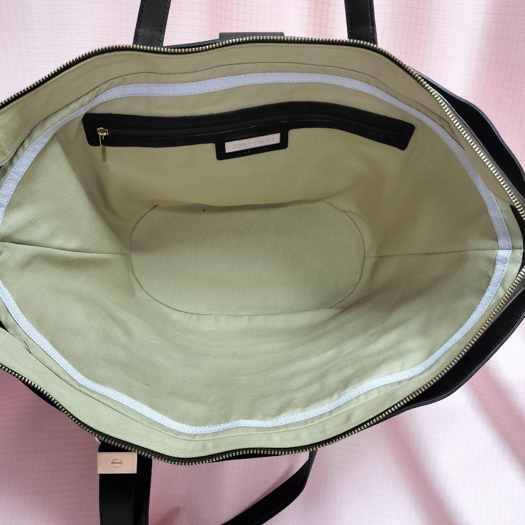 美品 JIMMY CHOO ストロー レザー トートバッグ かごバッグ 舟形