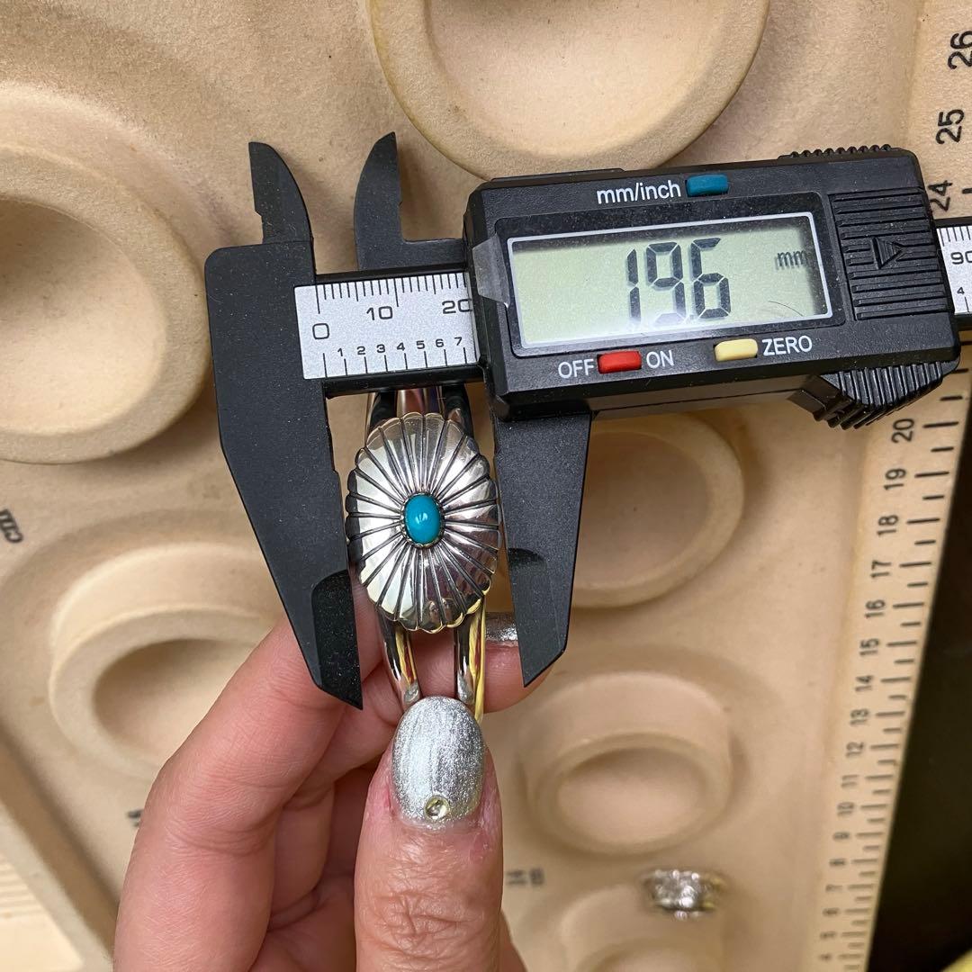 シルバー925 天然石ターコイズ　バングル（腕周り小さめ）ナバホ族