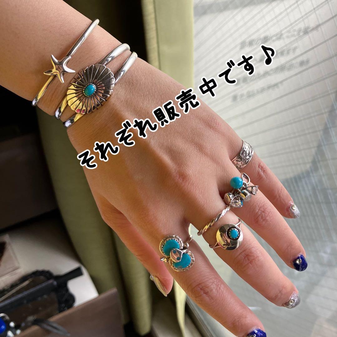 シルバー925 天然石ターコイズ　バングル（腕周り小さめ）ナバホ族