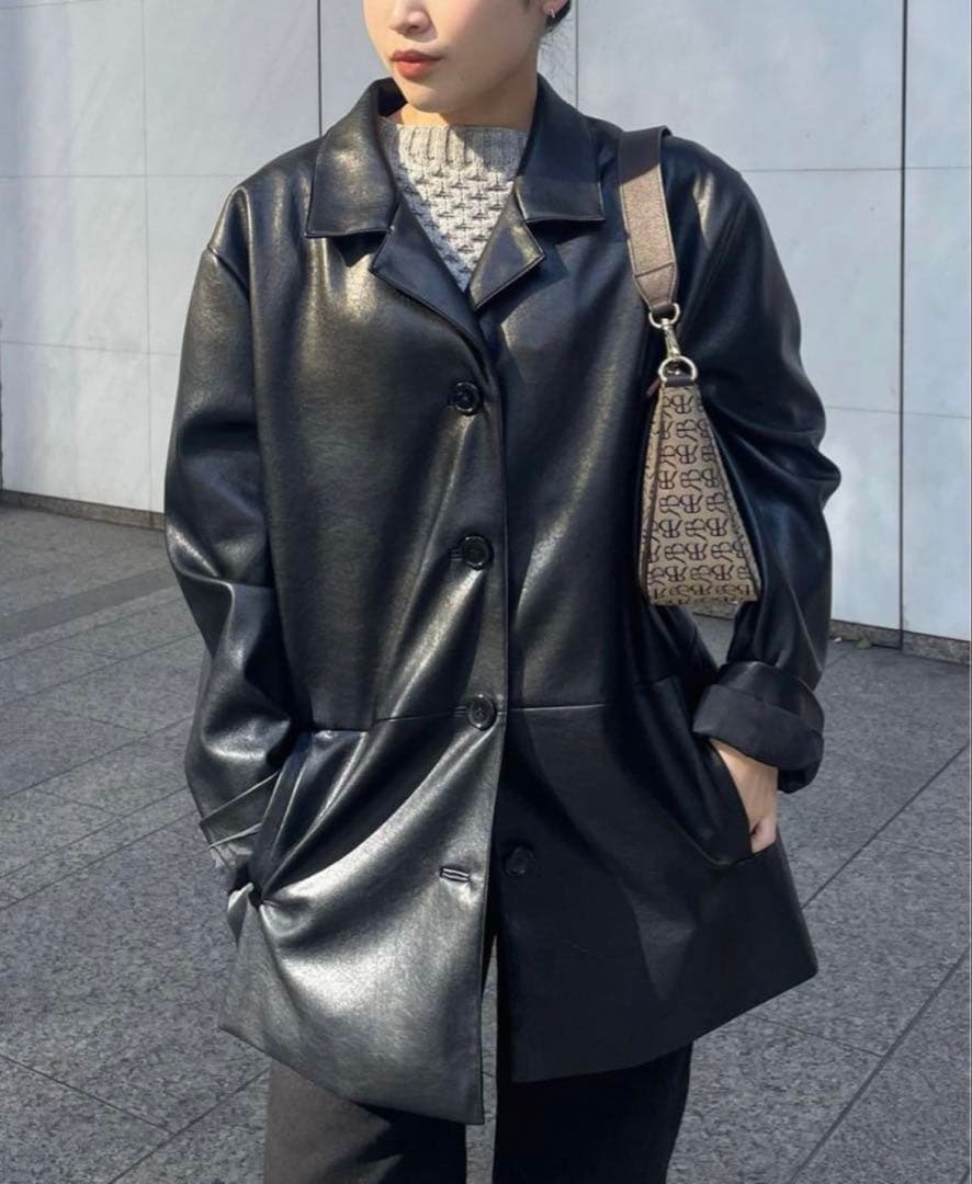 極美品◆RANDEBOO Vegan leather jacket◇ブラック