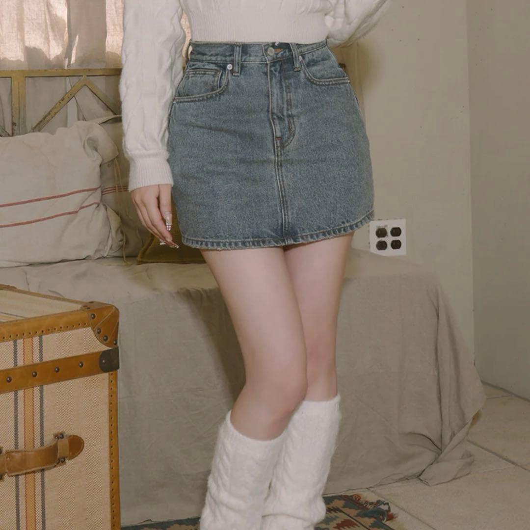 バックカーブデニムミニスカートダーリッチ