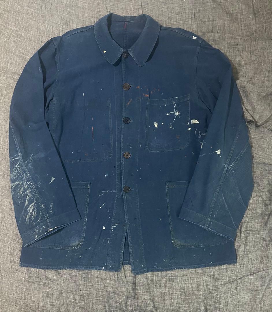 1950s フランス　ビンテージ　インディゴ　ワークジャケット　フレンチチャイナ