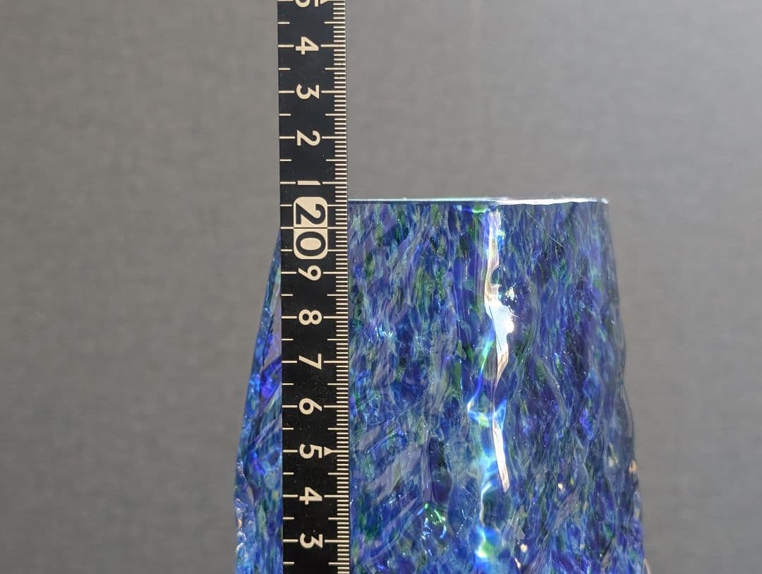 岩田工芸硝子 シーブルー ガラス造形 花瓶 生け花 草月流