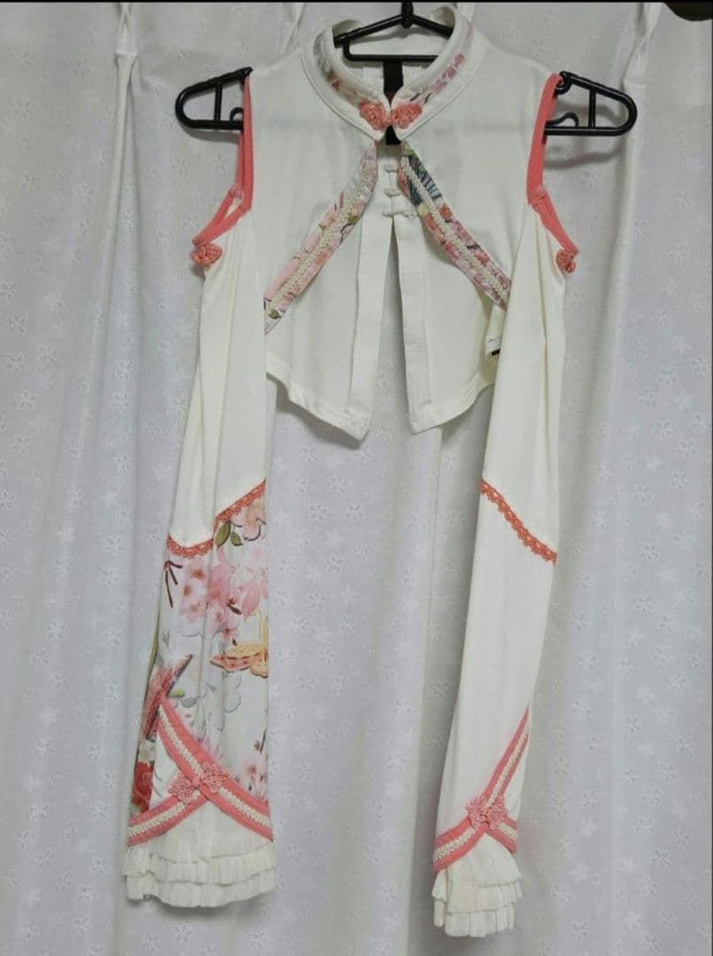 OZZON　桜プリントカシュクール&シュラグセット（白）