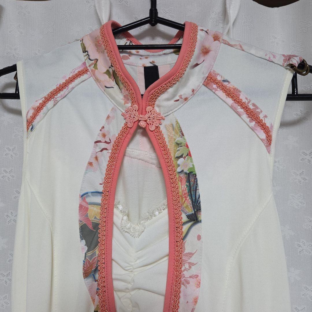 OZZON　桜プリントカシュクール&シュラグセット（白）