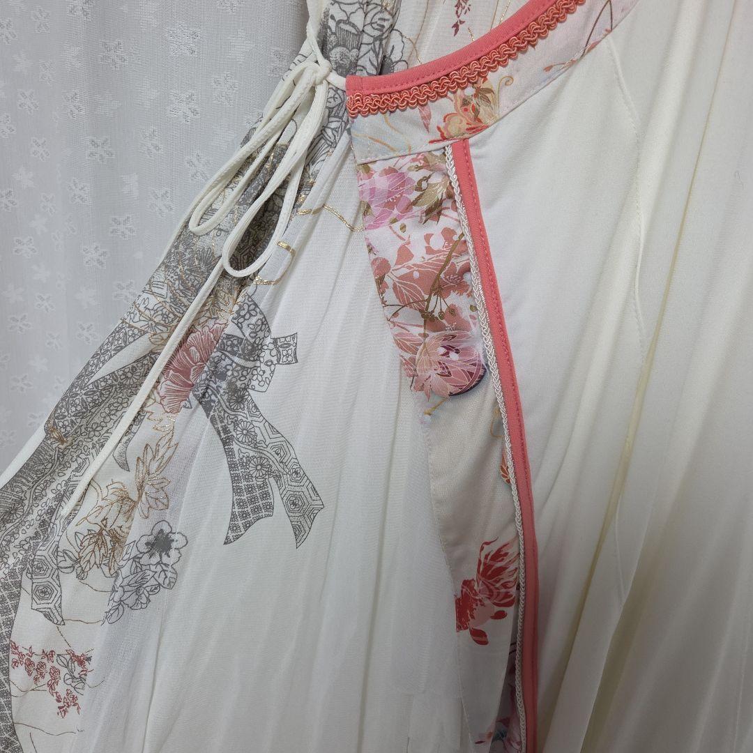 OZZON　桜プリントカシュクール&シュラグセット（白）