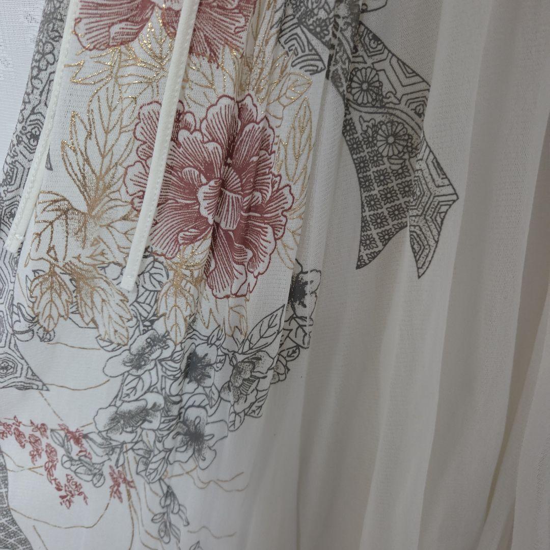 OZZON　桜プリントカシュクール&シュラグセット（白）