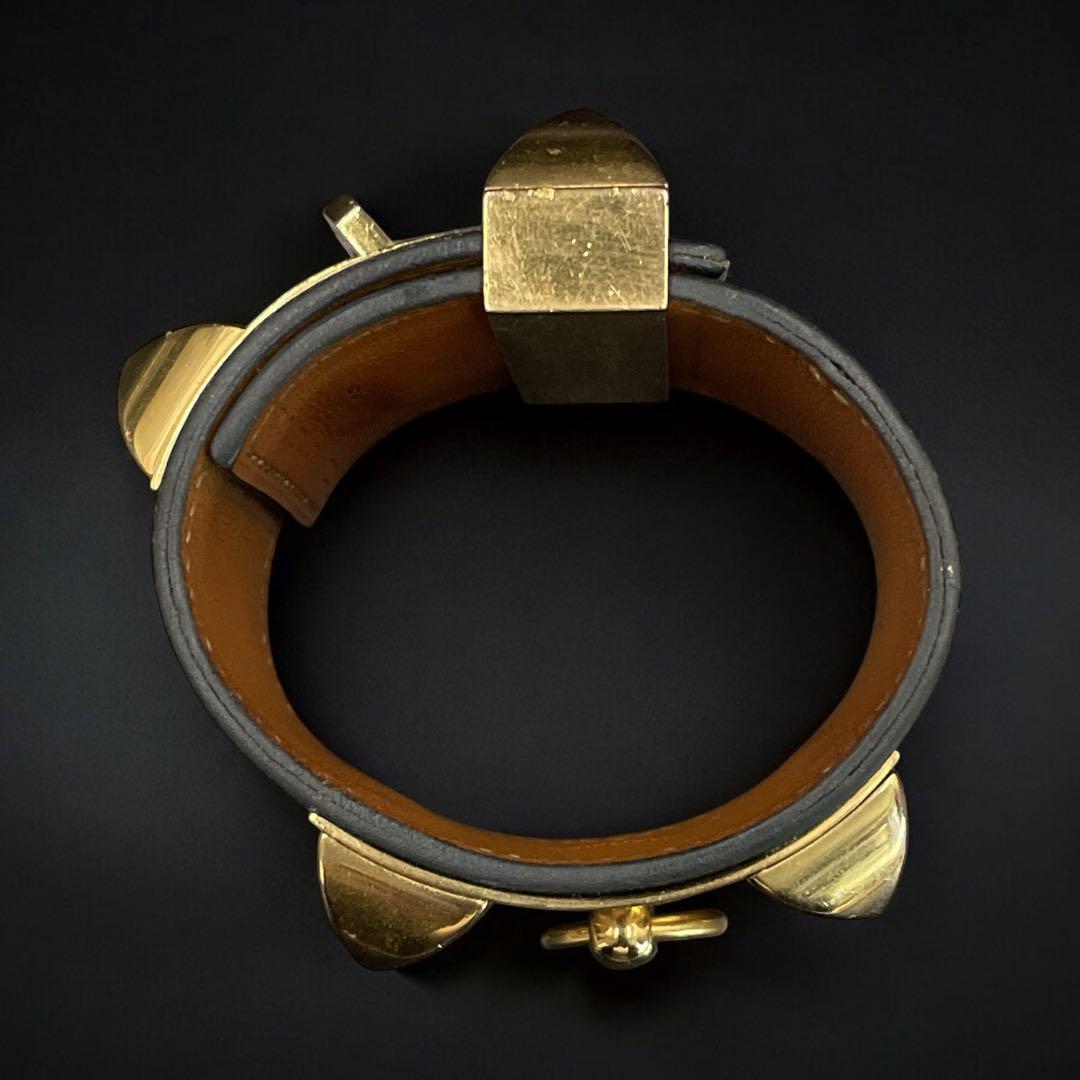 鑑定済み　エルメス コリエドシアン ブレスレット バングル レザー　ブラック