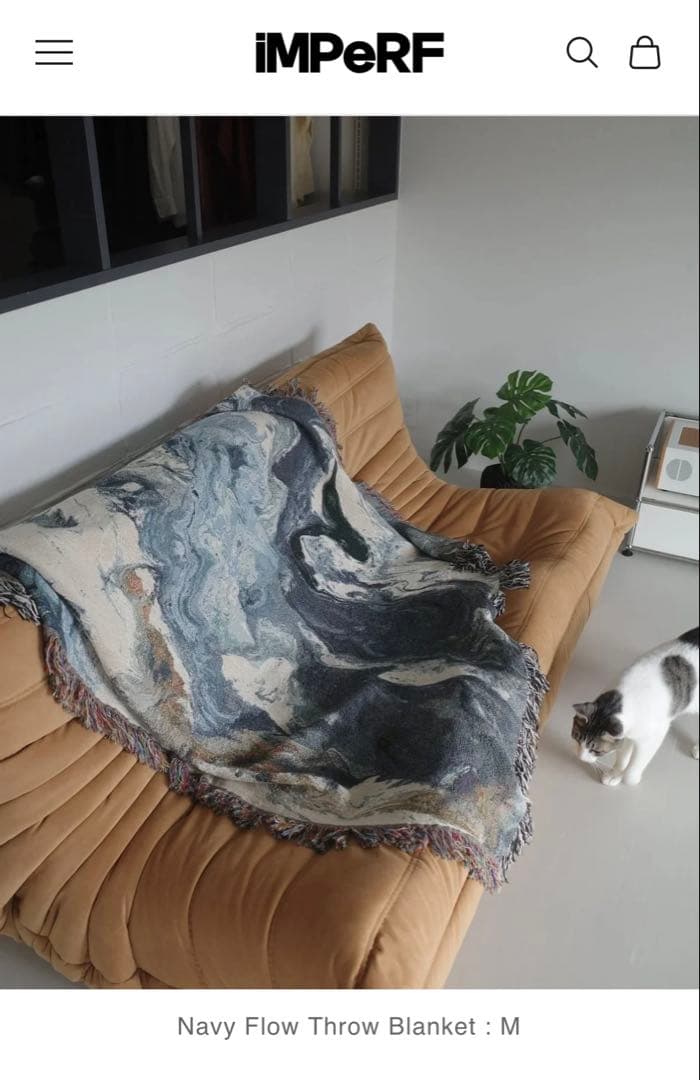 【iMPeRF】インパーフNavy Flow Throw Blanket : M