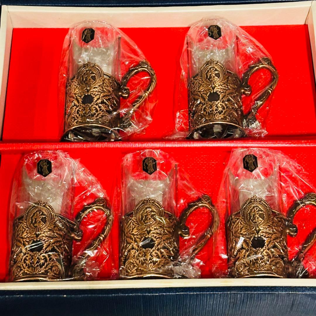 アンティーク 銅ブロンズ 耐熱グラスジョッキ 昭和