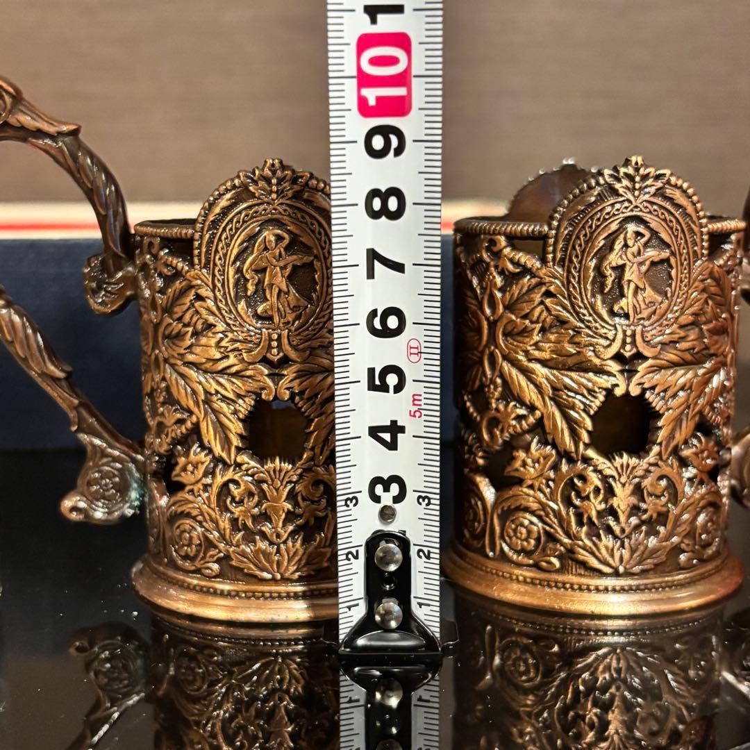 アンティーク 銅ブロンズ 耐熱グラスジョッキ 昭和