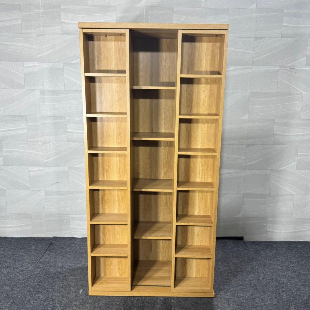 ニトリ Wスライド 本棚 ライトブラウン 完成品 組立不要 d5064