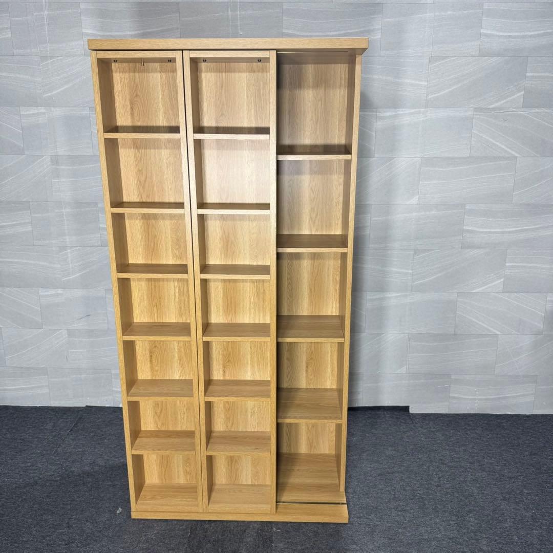 ニトリ Wスライド 本棚 ライトブラウン 完成品 組立不要 d5064