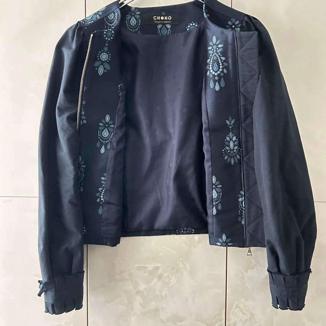 CHONO チョノ　豪華　刺繍　ジャケット　ブルゾン　ネイビー　F