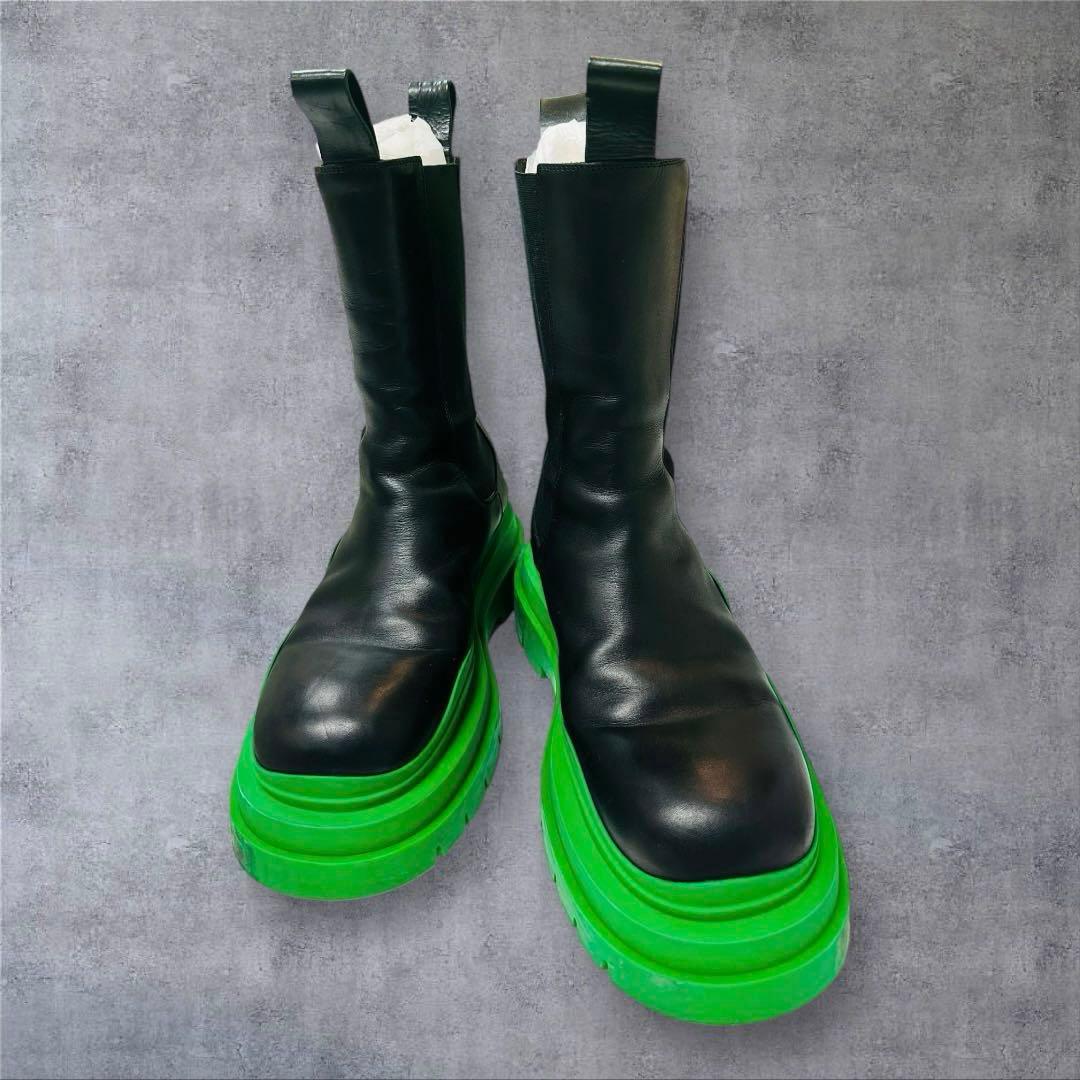 ボッテガ・ヴェネタ タイヤチェルシーブーツ ラバーグリーンメンズ43(28cm)