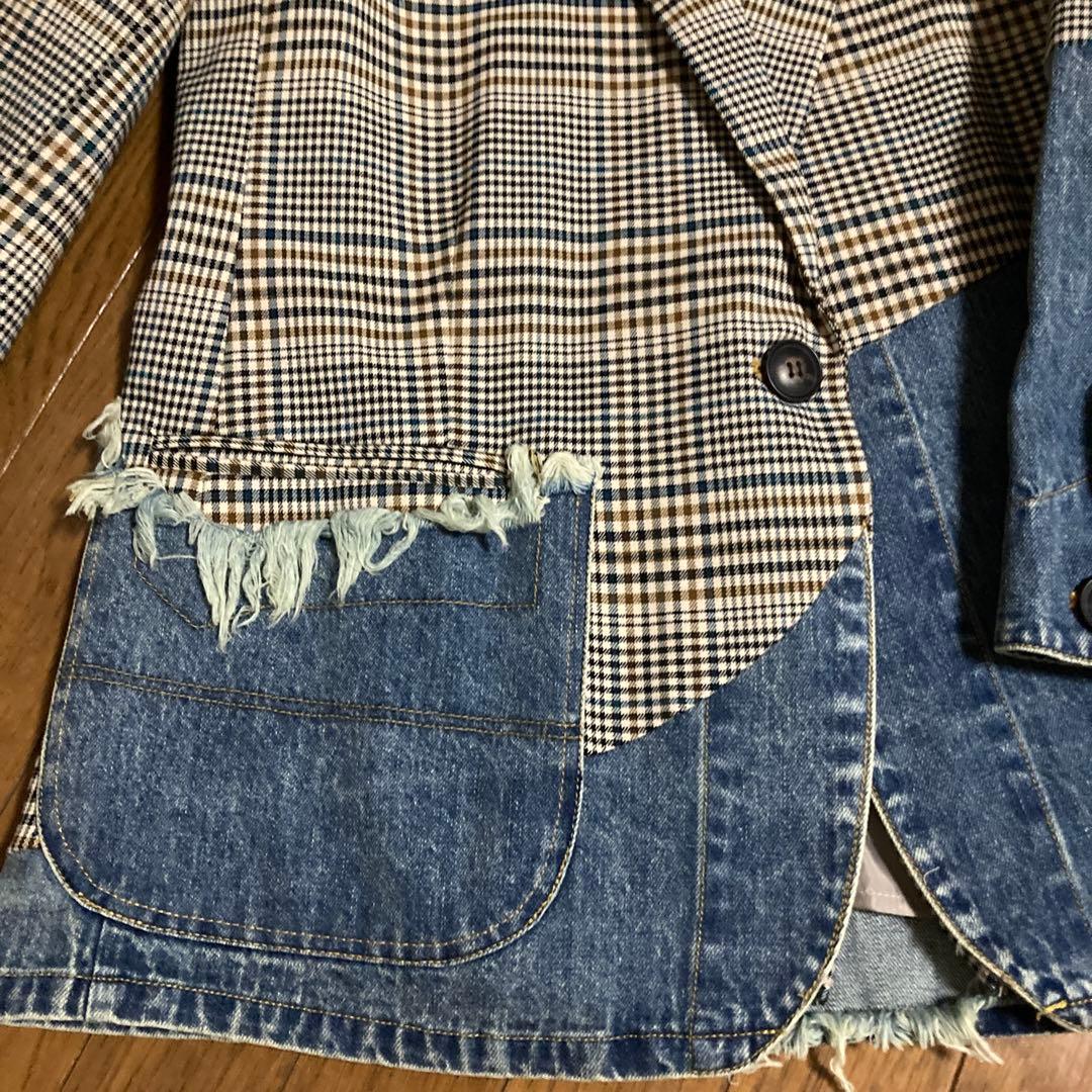 新品 ミカーレ・ミカーレ　ドッキングジャケット　デニム チェック　risley