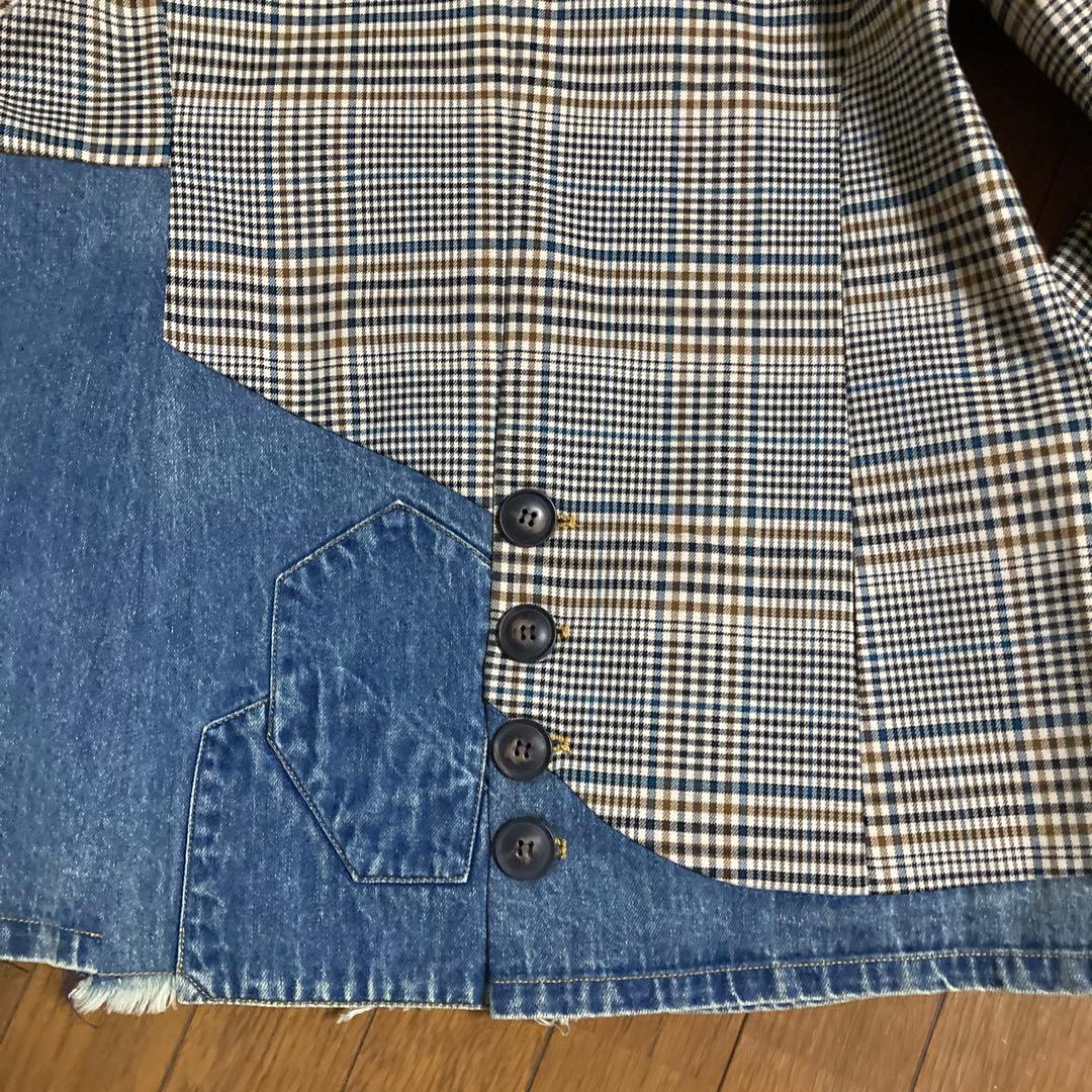 新品 ミカーレ・ミカーレ　ドッキングジャケット　デニム チェック　risley