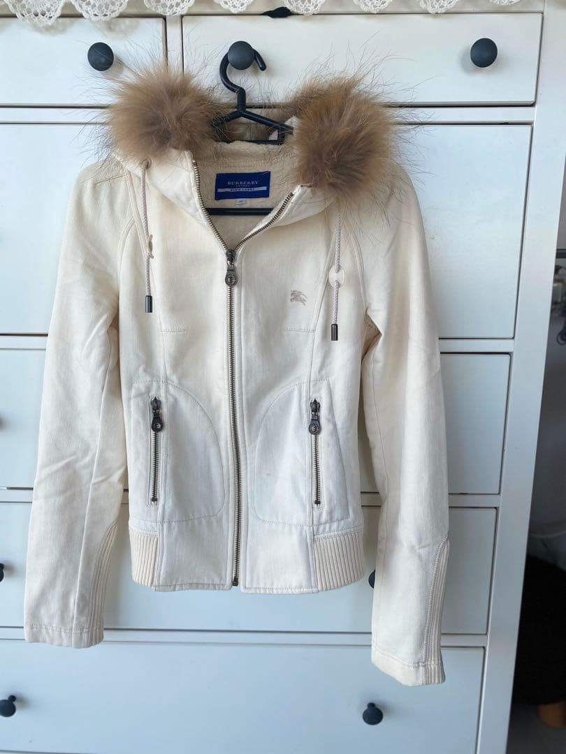 バーバリーブルーレーベル ファー付フーデッドブルゾン 38